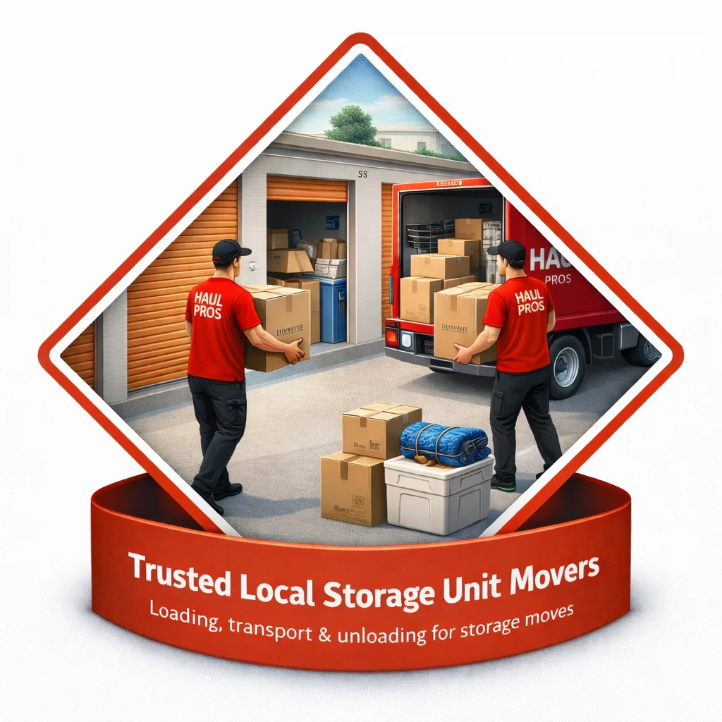 Trusted storage unit movers loading and unloading belongings in Orange County