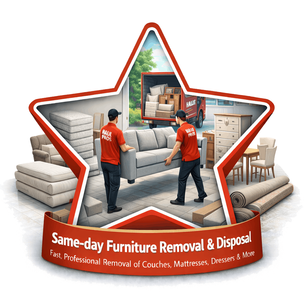 HaulPros team lifting furniture for removal and disposal
